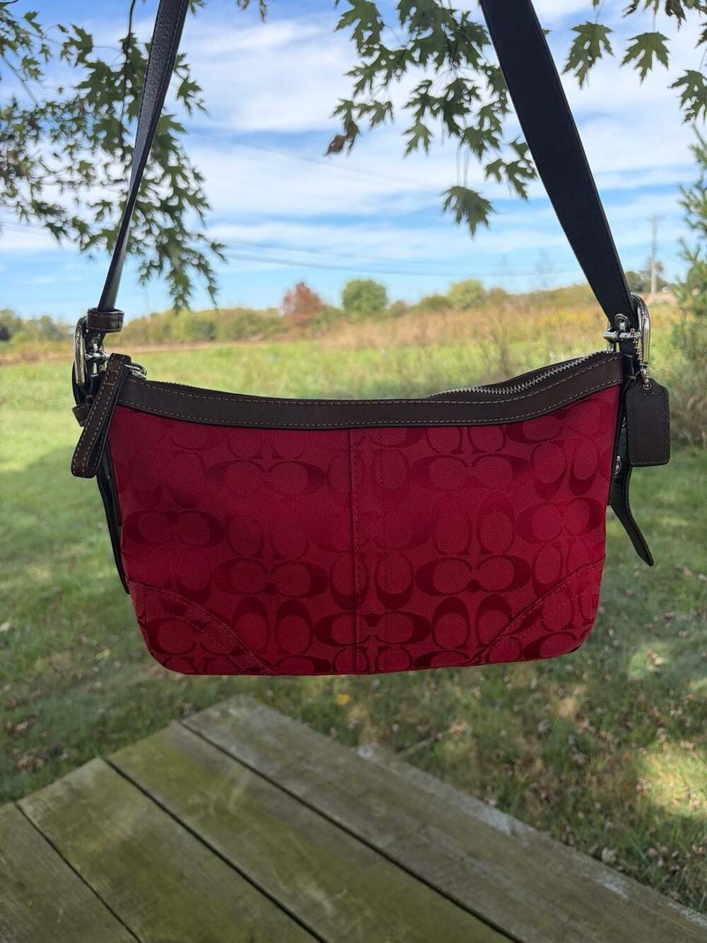 Coach Signature Sufflette Red Shoulder Crossbody Bag 12884